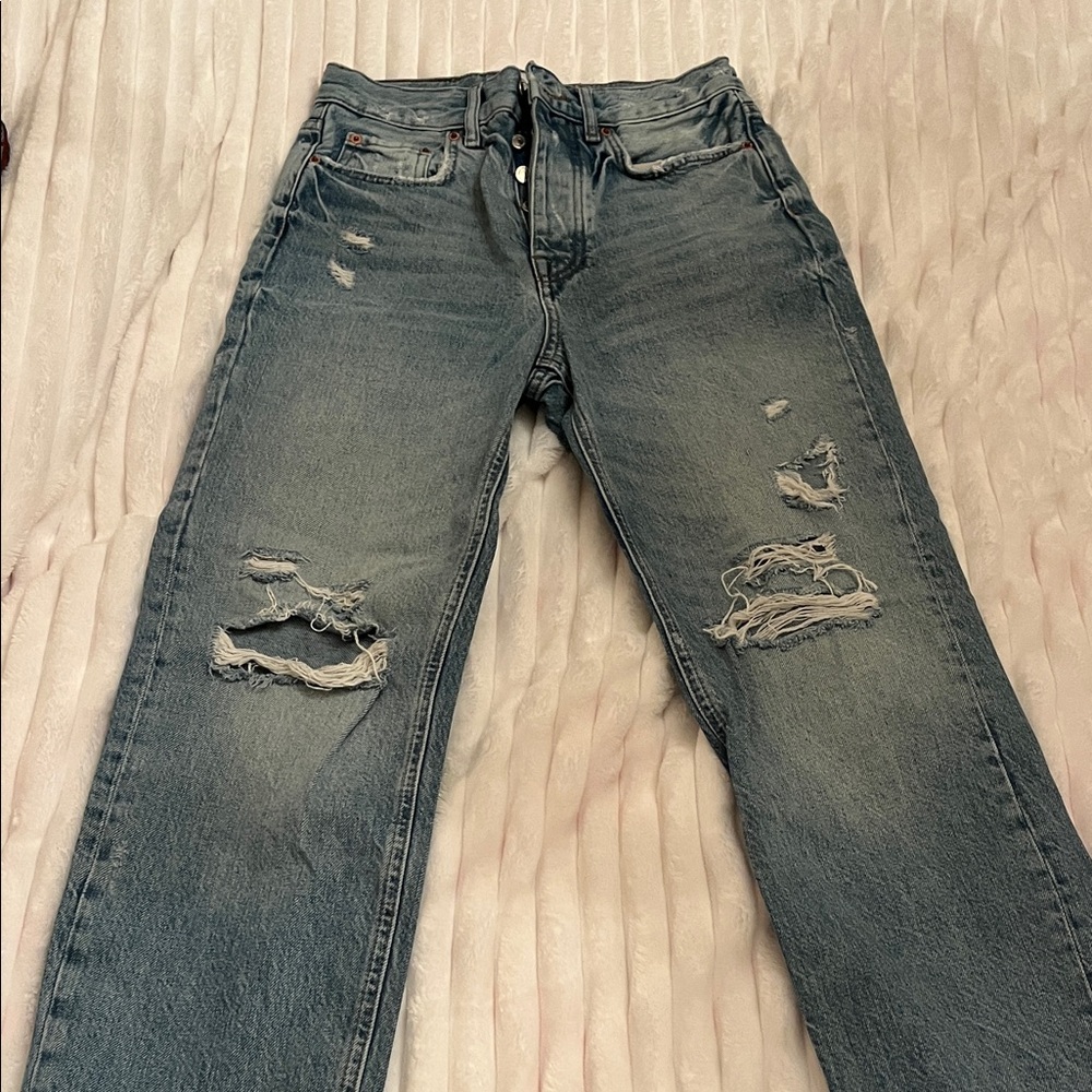 Zara Distressed Blue Jeans - The Bliss Straight